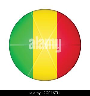 Glass light ball with flag of Mali. Round sphere, template icon. National symbol. Glossy realistic ball, 3D abstract vector illustration highlighted Stock Vector