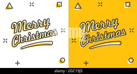 Merry Christmas text in comic style. Vector illustration business splash effect Stock Vector