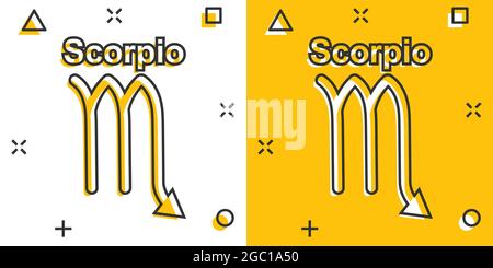 Vector cartoon scorpio zodiac icon in comic style. Astrology sign illustration pictogram. Scorpio horoscope business splash effect concept. Stock Vector