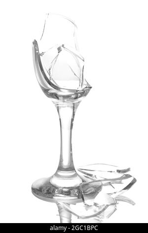 Broken champagne glass isolated on white Stock Photo - Alamy