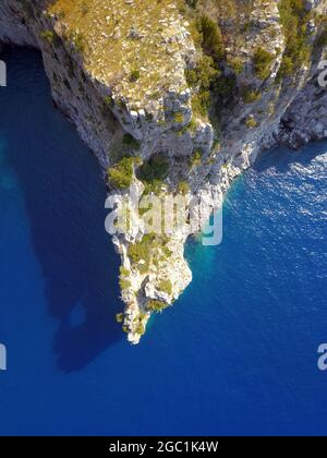 Italy, Campania region, Salerno province, Cilento park, Palinuro : Seacoast with its wonderful crystal clear water sea and caves   Photo © Lorenzo Fio Stock Photo