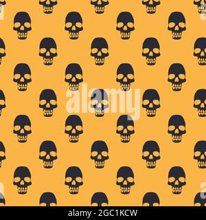 Halloween seamless pattern with stylized human skulls. Stock Vector