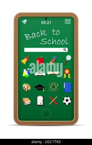 school blackboard phone online education concept vector illustration isolated on white background Stock Vector