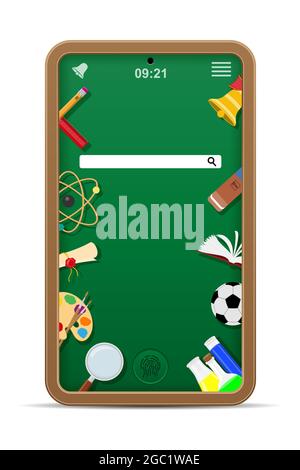 school blackboard phone online education concept vector illustration isolated on white background Stock Vector