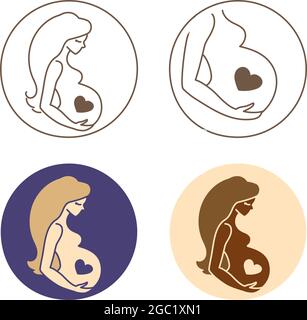 Gynecology and pregnancy linear vector seamless pattern. Obstetrics and  childbirth decorative outline background. Pregnant woman, unborn baby and  medical equipment line art illustrations. Stock Vector