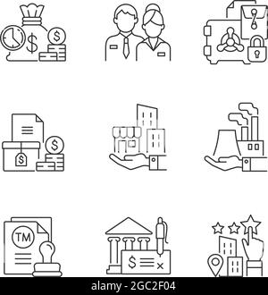 Business development linear icons set Stock Vector