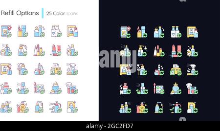 Refill options light and dark theme RGB color icons set Stock Vector