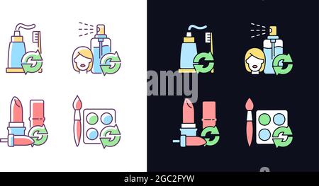Refill and reuse light and dark theme RGB color icons set Stock Vector