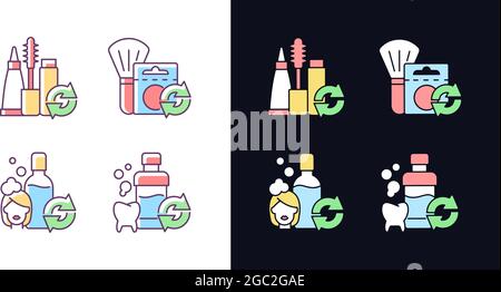 Reusable options light and dark theme RGB color icons set Stock Vector