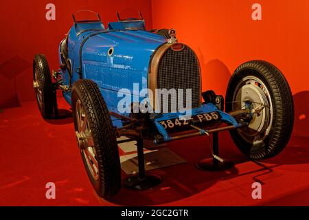 MULHOUSE, FRANCE, June 28, 2021 : An old Bugatti. The Cité de l'automobile or Schlumpf Collection houses the world’s largest collection of cars with m Stock Photo