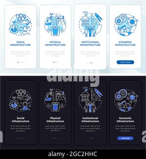 Smart city pillars dark and light onboarding mobile app page screen Stock Vector