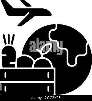 Agricultural products export black glyph icon Stock Vector