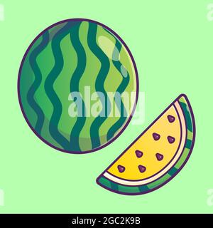Yellow watermelon illustration. Cartoon icon style Stock Vector