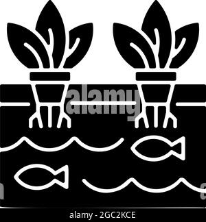 Aquaponics black glyph icon Stock Vector