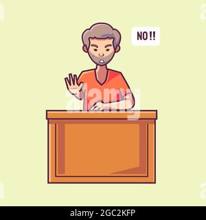 Criminal trial concept: The criminal said no Stock Vector