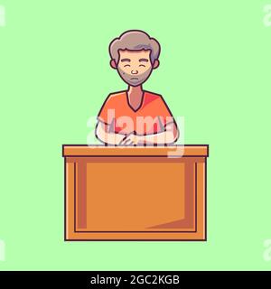 The criminal is being tried on the concept: The criminal bowed his head in shame Stock Vector