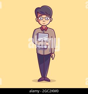 Profession character mascot: Programmer. Cartoon style illustration Stock Vector