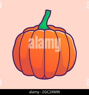 Hand drawn pumpkin illustration. Cartoon style Stock Vector