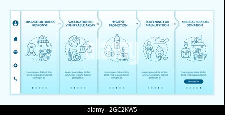 Humanitarian health assistance onboarding vector template. Stock Vector
