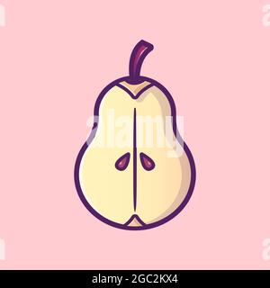 Split pear illustration. Cartoon icon style Stock Vector