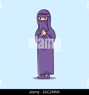 Muslim women wear the veil. Cartoon character Stock Vector