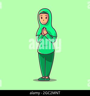 Muslim woman character. Cartoon illustration style Stock Vector