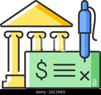 Bank draft RGB color icon Stock Vector