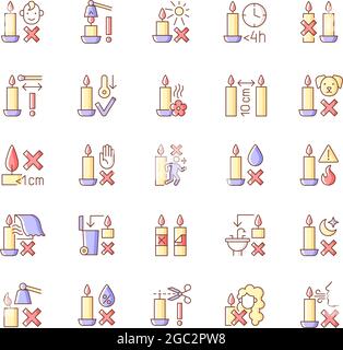 Handmade candles label RGB color manual label icons set Stock Vector