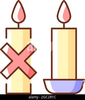 Use candleholder RGB color manual label icon Stock Vector