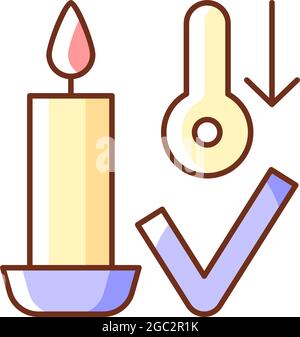 Candles storage at room temperature RGB color manual label icon Stock Vector
