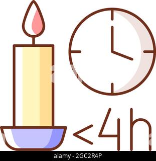 Candle burn time limit RGB color manual label icon Stock Vector