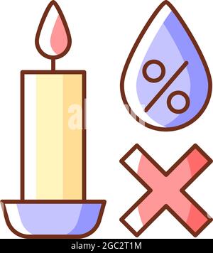 Keeping candles in dry spot RGB color manual label icon Stock Vector