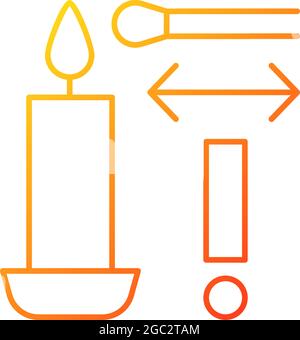 Lighting candle with long match gradient linear vector manual label icon Stock Vector