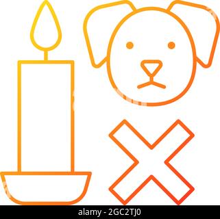 Candle safety for pets gradient linear vector manual label icon Stock Vector