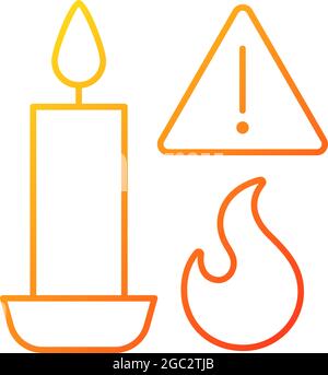 Candle warning label linear manual label icons set. Avoid direct