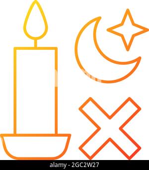 Never use candle while sleeping gradient linear vector manual label icon Stock Vector