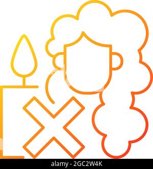 Keep hair away from open flame gradient linear vector manual label icon Stock Vector