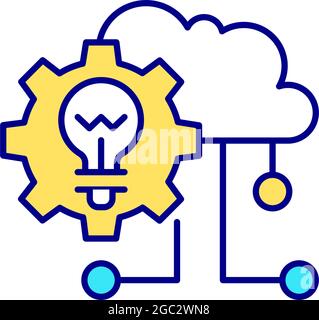 Lightbulb and cloud RGB color icon Stock Vector