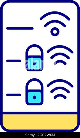 Internet networks on display RGB color icon Stock Vector