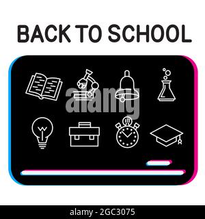 back to school education icon on blackboard Stock Vector
