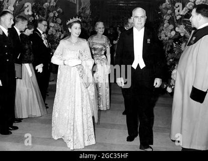 Her Majesty Queen Elizabeth II accompanied by HRH The Duke of Edinburgh visited Lloyd's tonight (November 6th) to lay the foundation stone of Lloyd's new building in Lime Street. This picture shows Her Majesty arriving where she was met by Mr Matthew Waytt Drysdale, Chairman of Lloyd's. Stock Photo