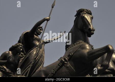 Details of the statue of Queen Boudicea on Westminster Bridge, London, UK. Stock Photo