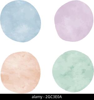 collection of round pastel watercolor shapes, vector illustration design elements Stock Vector