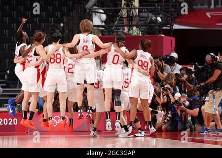 Tokyo, Japan. 06th Aug, 2021. Japan team during the Olympic Games Tokyo 2020, Basketball Semifinal, Japan - France on August 6, 2021 at Saitama Super Arena in Tokyo, Japan - Photo Ann-Dee Lamour / CDP MEDIA / DPPI Credit: DPPI Media/Alamy Live News