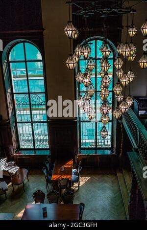 June 2021, Moszna, Poland. Interior of Moszna Castle in the village near Opole, Silesia, Poland Stock Photo