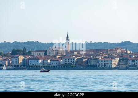 view of the town, Arona, Lake Maggiore, Piedmont, Italy Stock Photo