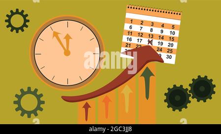 Concept for increasing productivity, scheduling and time management. Vector graphic Stock Vector