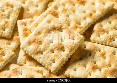 Healthy Homemade Saltine Soda Crackers Ready to Eat Stock Photo