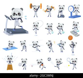 A set of Panda girl on exercise and sports.It's vector art so it's easy to edit. Stock Vector