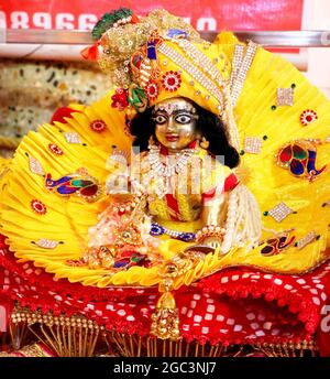 A Close-up of Indian home tample during the birthday celebration of Lord Krishna Janmashtami Stock Photo
